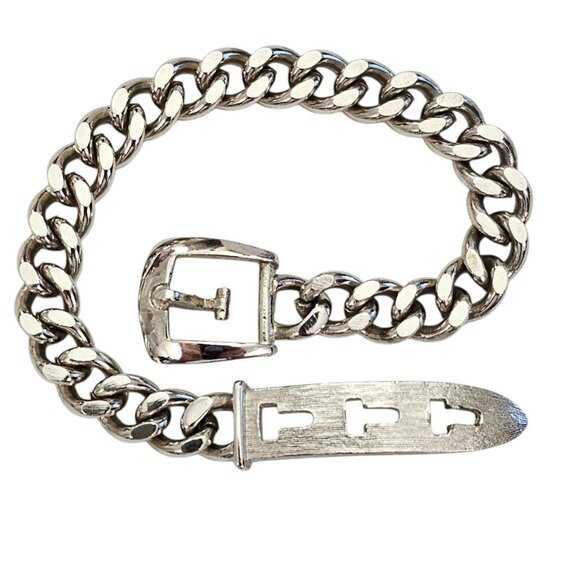 Avon Silver Tone Chain Buckle Bracelet, Signed L826